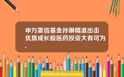 申万菱信基金孙琳精准出击优质成长股医药投资大有可为.
