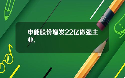 申能股份增发22亿做强主业.