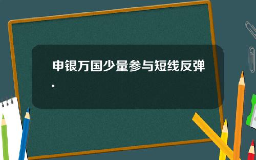 申银万国少量参与短线反弹.