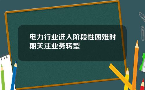 电力行业进入阶段性困难时期关注业务转型