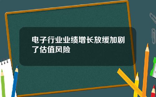 电子行业业绩增长放缓加剧了估值风险
