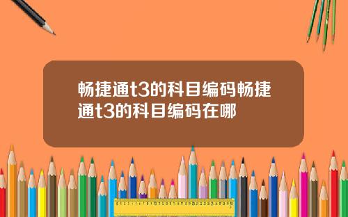 畅捷通t3的科目编码畅捷通t3的科目编码在哪