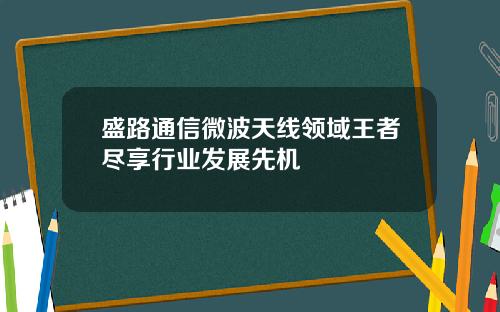 盛路通信微波天线领域王者尽享行业发展先机
