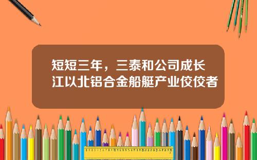 短短三年，三泰和公司成长江以北铝合金船艇产业佼佼者