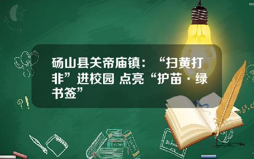 砀山县关帝庙镇：“扫黄打非”进校园 点亮“护苗·绿书签”