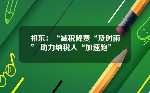 祁东：“减税降费“及时雨” 助力纳税人“加速跑”