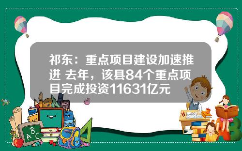 祁东：重点项目建设加速推进 去年，该县84个重点项目完成投资11631亿元