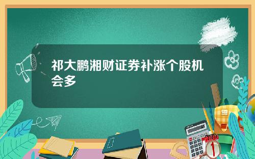 祁大鹏湘财证券补涨个股机会多