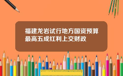 福建龙岩试行地方国资预算最高五成红利上交财政