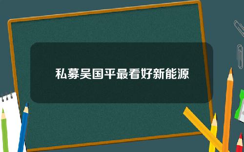 私募吴国平最看好新能源