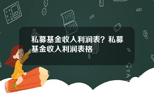 私募基金收入利润表？私募基金收入利润表格