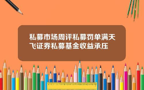 私募市场周评私募罚单满天飞证券私募基金收益承压