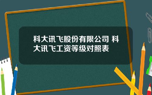 科大讯飞股份有限公司 科大讯飞工资等级对照表