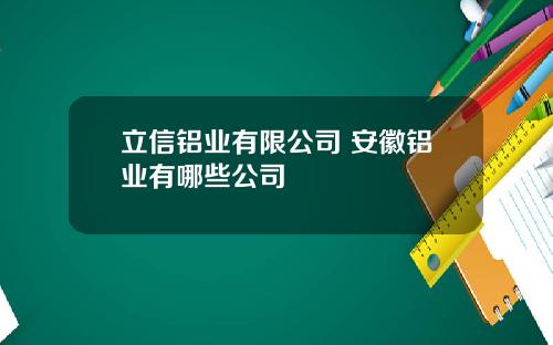 立信铝业有限公司 安徽铝业有哪些公司