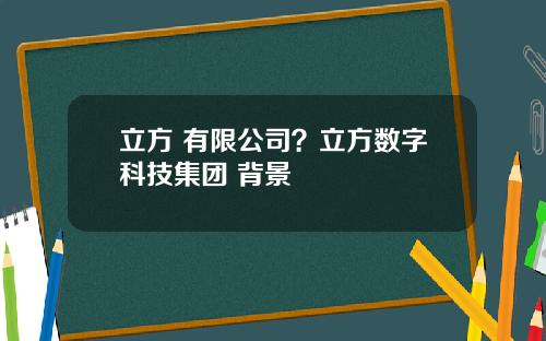 立方 有限公司？立方数字科技集团 背景