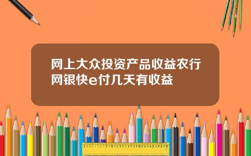 网上大众投资产品收益农行网银快e付几天有收益