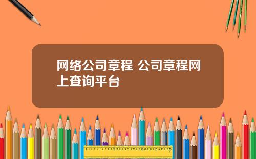 网络公司章程 公司章程网上查询平台