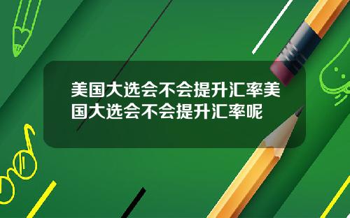 美国大选会不会提升汇率美国大选会不会提升汇率呢
