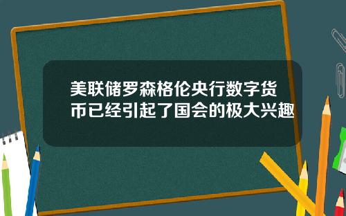 美联储罗森格伦央行数字货币已经引起了国会的极大兴趣