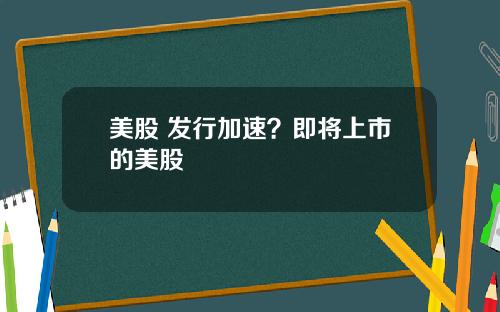 美股 发行加速？即将上市的美股