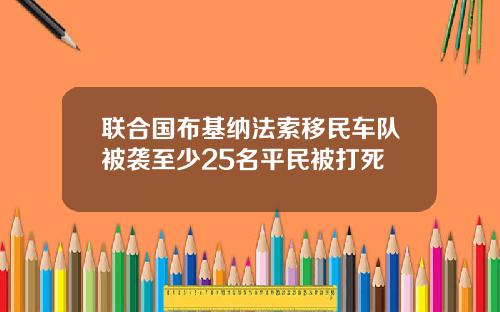 联合国布基纳法索移民车队被袭至少25名平民被打死