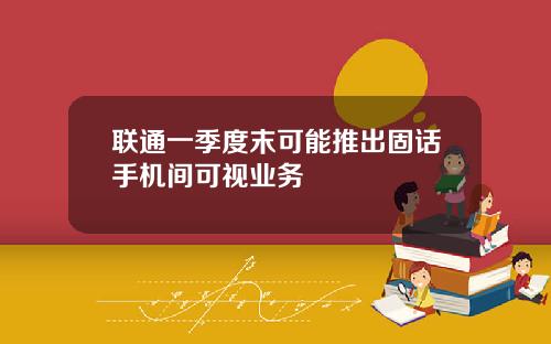 联通一季度末可能推出固话手机间可视业务