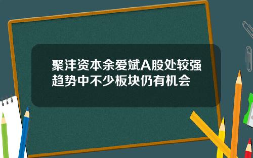 聚沣资本余爱斌A股处较强趋势中不少板块仍有机会