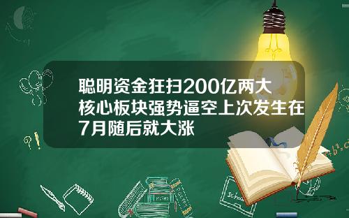 聪明资金狂扫200亿两大核心板块强势逼空上次发生在7月随后就大涨