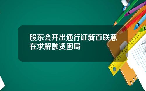 股东会开出通行证新百联意在求解融资困局