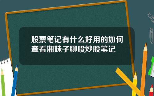 股票笔记有什么好用的如何查看湘妹子聊股炒股笔记