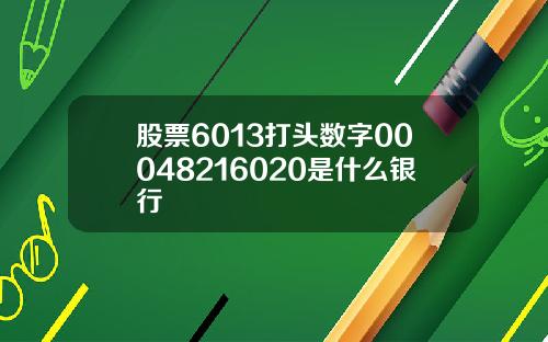 股票6013打头数字00048216020是什么银行