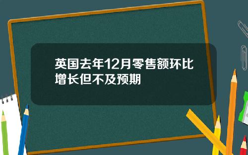 英国去年12月零售额环比增长但不及预期