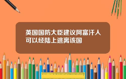英国国防大臣建议阿富汗人可以经陆上逃离该国