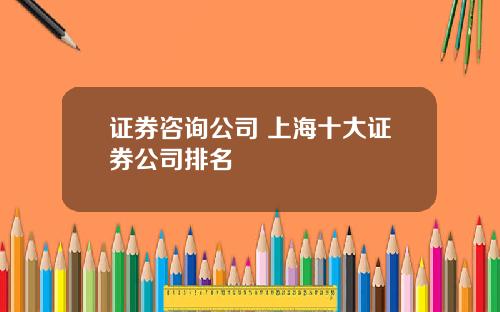 证券咨询公司 上海十大证券公司排名