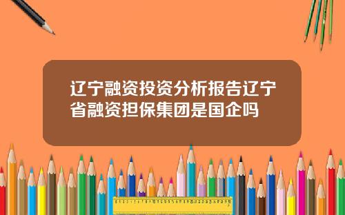 辽宁融资投资分析报告辽宁省融资担保集团是国企吗