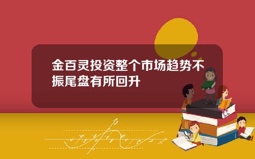 金百灵投资整个市场趋势不振尾盘有所回升