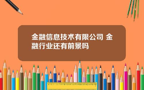 金融信息技术有限公司 金融行业还有前景吗