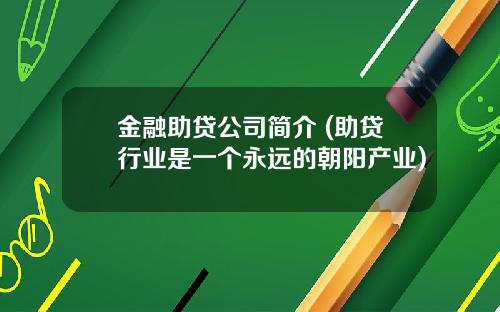 金融助贷公司简介 (助贷行业是一个永远的朝阳产业)