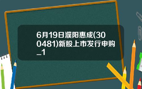 6月19日濮阳惠成(300481)新股上市发行申购_1