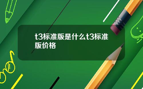 t3标准版是什么t3标准版价格