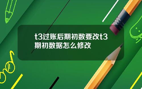 t3过账后期初数要改t3期初数据怎么修改