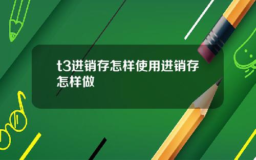 t3进销存怎样使用进销存怎样做