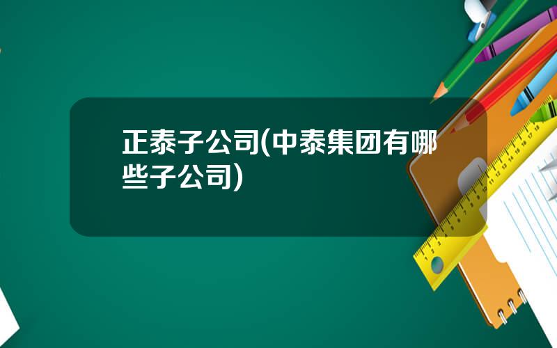 正泰子公司(中泰集团有哪些子公司)