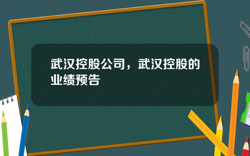 武汉控股公司，武汉控股的业绩预告