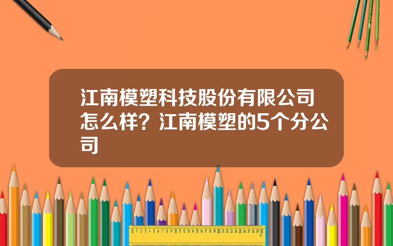 江南模塑科技股份有限公司怎么样？江南模塑的5个分公司