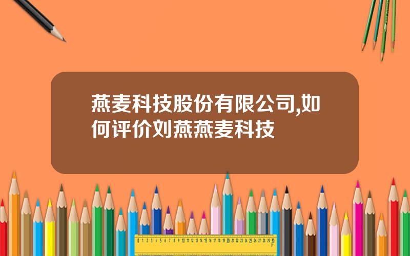 燕麦科技股份有限公司,如何评价刘燕燕麦科技