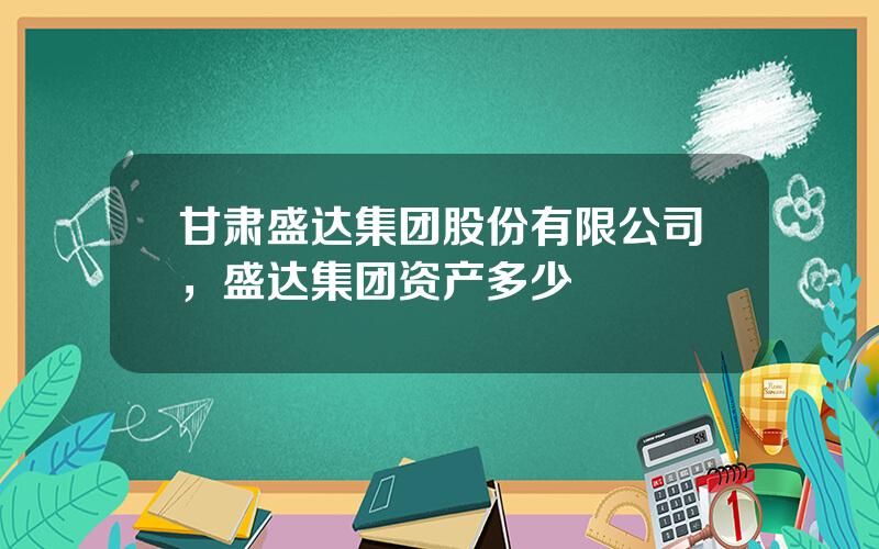 甘肃盛达集团股份有限公司，盛达集团资产多少