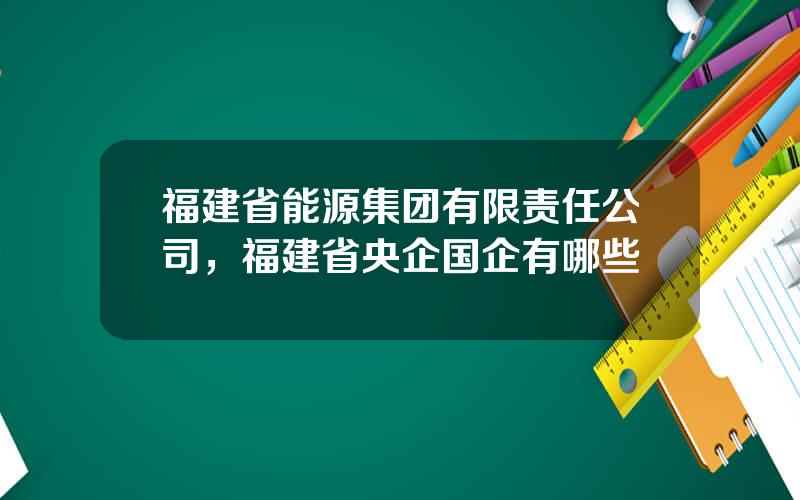 福建省能源集团有限责任公司，福建省央企国企有哪些