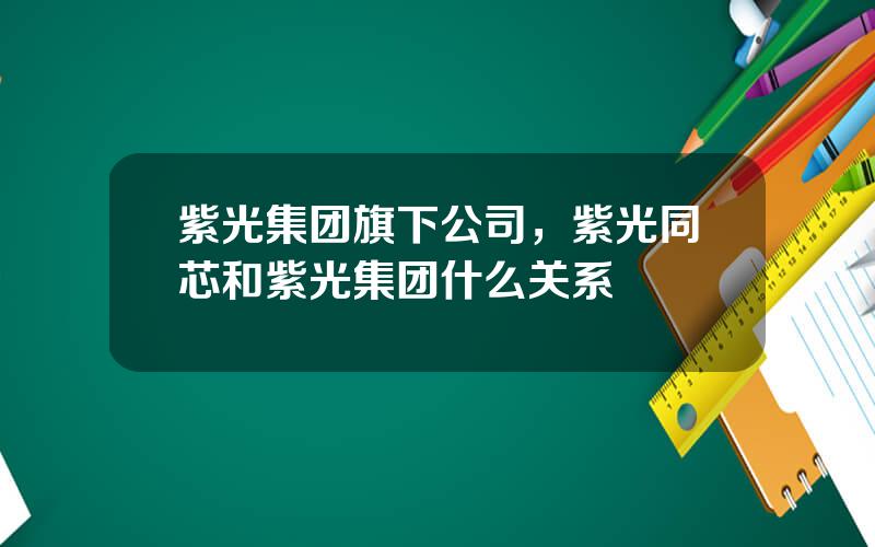 紫光集团旗下公司，紫光同芯和紫光集团什么关系