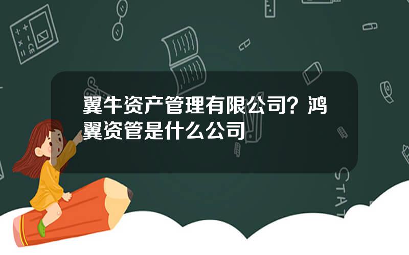 翼牛资产管理有限公司？鸿翼资管是什么公司